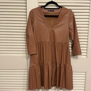 Zara dress. Leather 3/4 sleeve